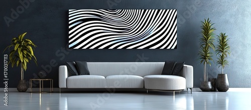 Dynamic Black and White Wall Art for Urban Spaces