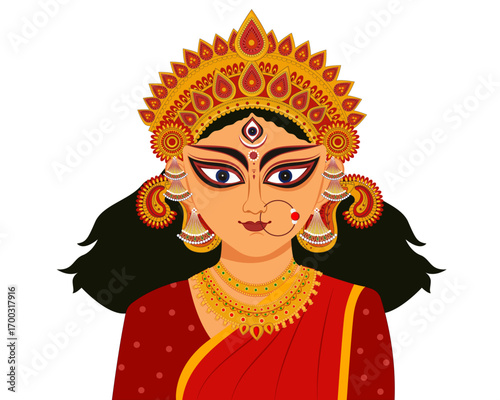 maa druga in Happy Durga Puja subh navratri vector illustration