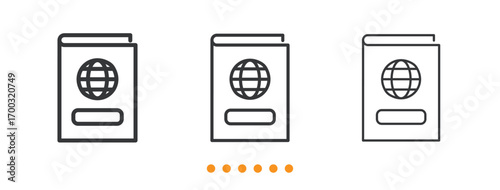 Passport icon. Thin line icon vector