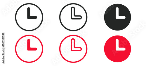 Set of Simple Clock Icons for Time, Deadline, and Schedule Management