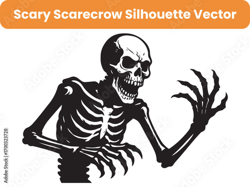 Terrifying Scarecrow Silhouette Vector for Haunted Halloween