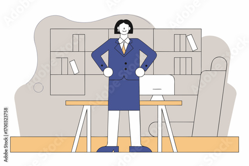 Confident, successful midde-aged businesswoman standng in office, professionalportrait of executive leadr.
