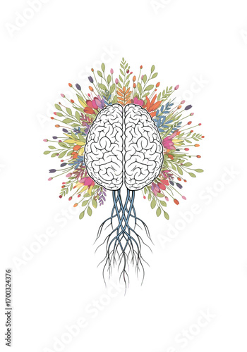 The blooming brain roots of growth and mental well being illustrated