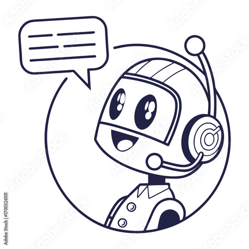 Charming customer service chatbot assisting clients in need, ready to answer questions, originally a vector