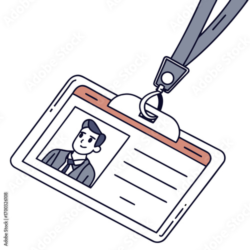 Professional employee identity card badge with lanyard for secure business access control