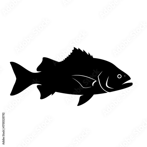 Black silhouette of a game fish vector icon