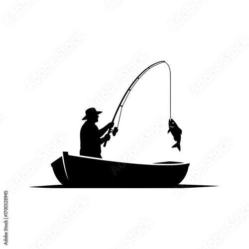 Angler's Catch Silhouette of Fishing Success