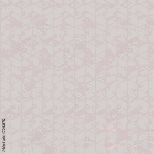 Abstract geometric pattern with triangles and circles in pastel pink hues, seamless pattern, royalty stock.