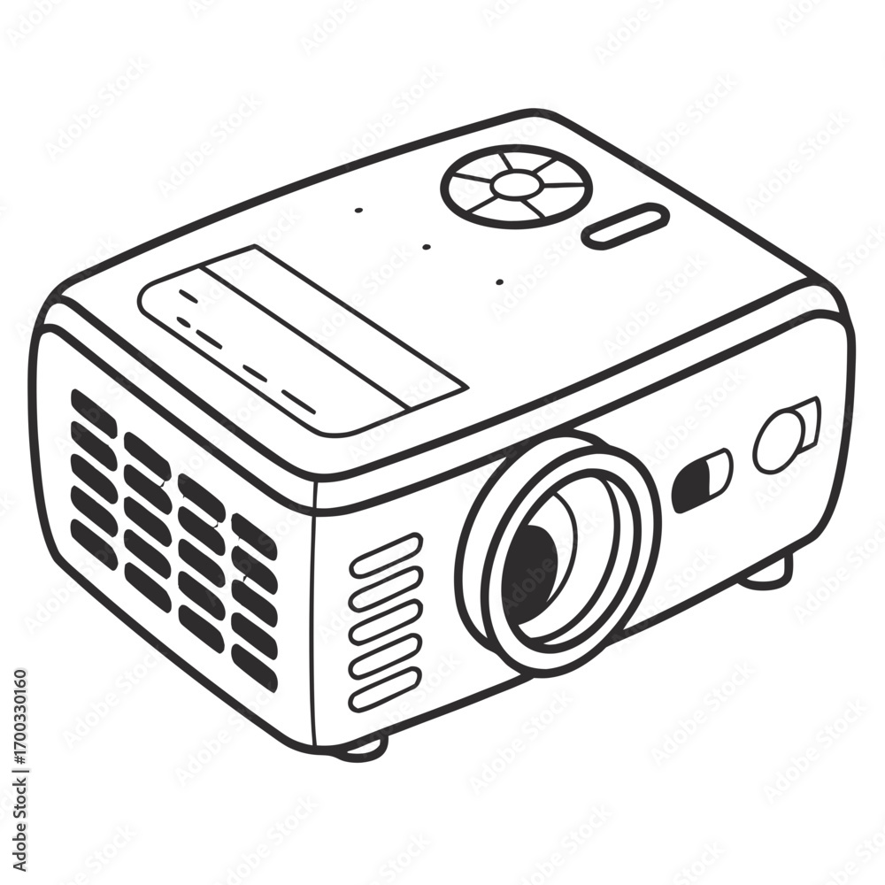 Fototapeta premium Sleek projector outline perfect for presentations, home theater, or modern office designs needs
