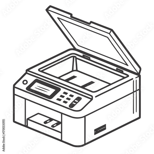 Modern printer scanner vector illustration perfect for office supply designs and presentations