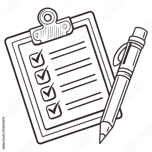 Checklist completion with pen offers a professional look for business reviews and performance tracking
