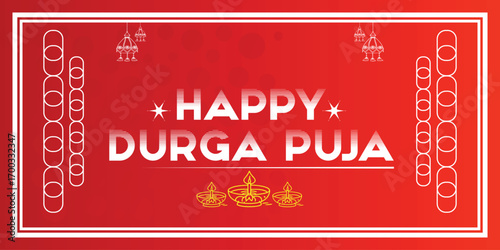 Happy durga puja festive greetings card