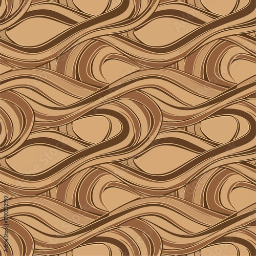 Abstract brown wave pattern background with flowing lines and smooth curves, seamless pattern, Stock royalty.