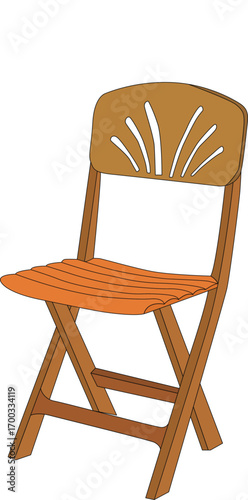 Folding chair isolated on a white background realistic vector illustration
