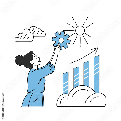 Person placing gear into growing chart