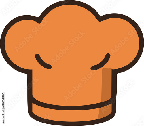 Chef hat icon in flat style with bold outline and warm orange color