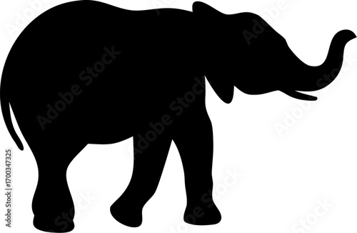 Elephant Silhouette Vector Illustration Wild Animal Design
