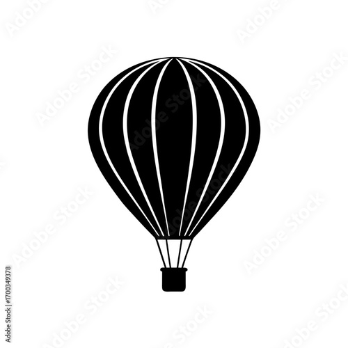 air balloon icon black silhouette vector illustration on transparent background