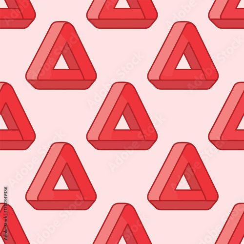 Free Download Seamless pattern of red Penrose triangles creates an optical illusion background, seamless pattern, royalty free stock. - GFXLoad