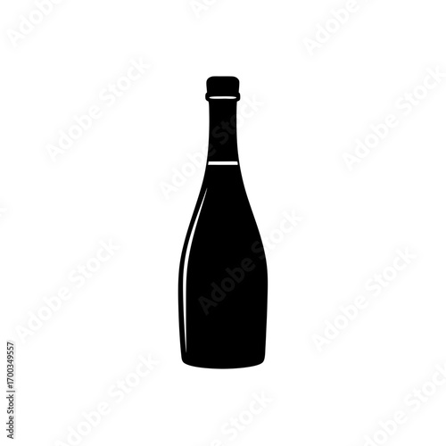 champagne bottle icon black silhouette vector illustration on transparent background
