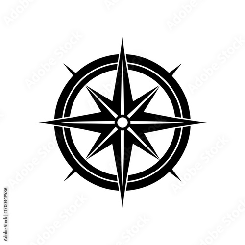 compass icon black silhouette vector illustration on transparent background