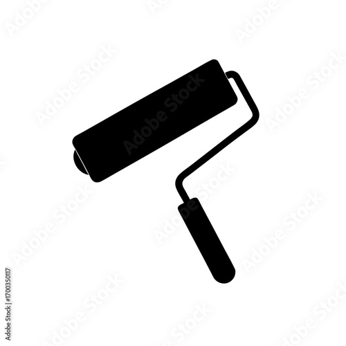 paint roller icon black silhouette vector illustration on transparent background