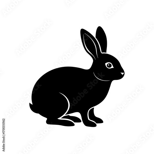 rabbit icon black silhouette vector illustration on transparent background