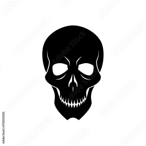 skull icon black silhouette vector illustration on transparent background