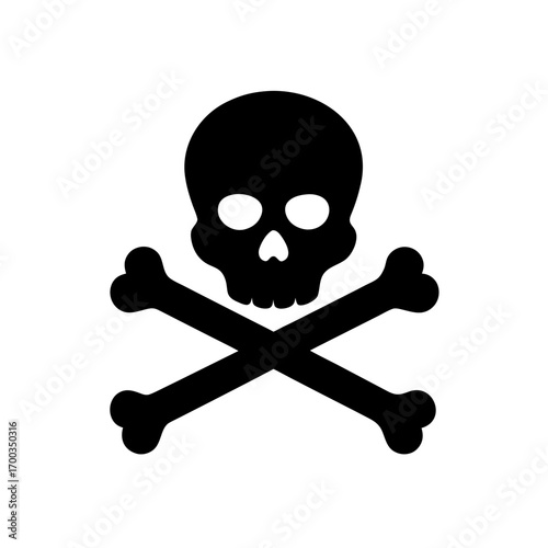 skull and crossbones icon black silhouette vector illustration on transparent background
