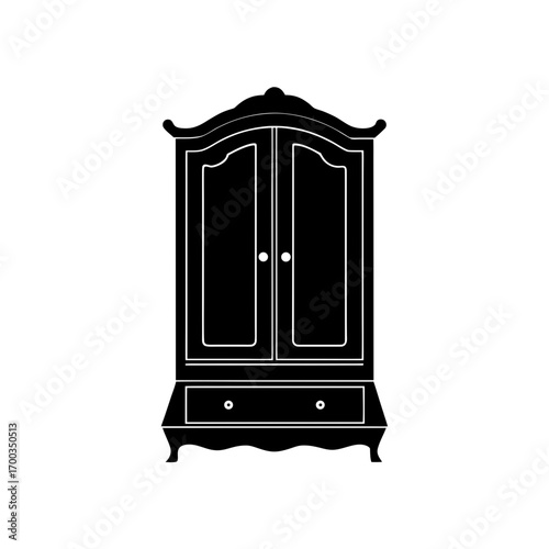 wardrobe icon black silhouette vector illustration on transparent background