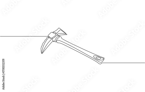Continuous line drawing art Pickaxe tool mining pickaxe concept, cryptocurrency mining continuous line editable Icon, vector illustration. pickaxe simple icon in one line.