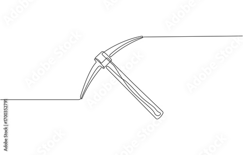 Continuous line drawing art Pickaxe tool mining pickaxe concept, cryptocurrency mining continuous line editable Icon, vector illustration. pickaxe simple icon in one line.