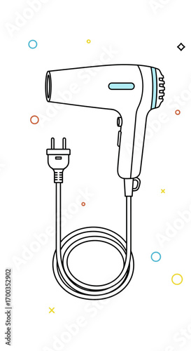 High power professional hair dryer with concentrator nozzle and diffuser attachment for salon quality styling at home