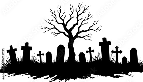 Haunted House , Halloween Silhouette with Bats