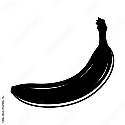 Black banana silhouette isolated on white background
