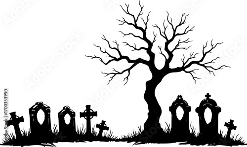 Haunted House , Halloween Silhouette with Bats