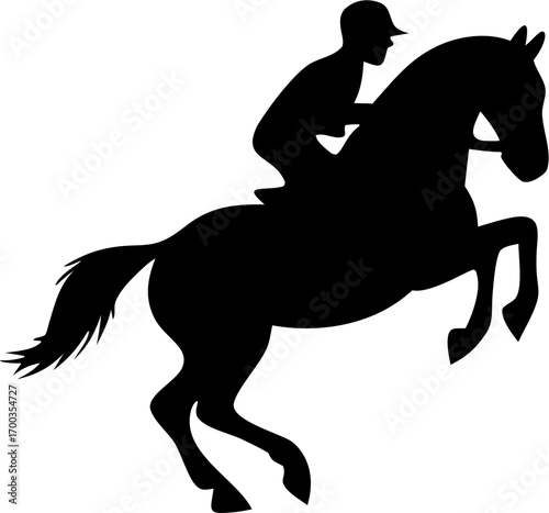 Equestrian Silhouette Vector Illustration Horse Rider Sport