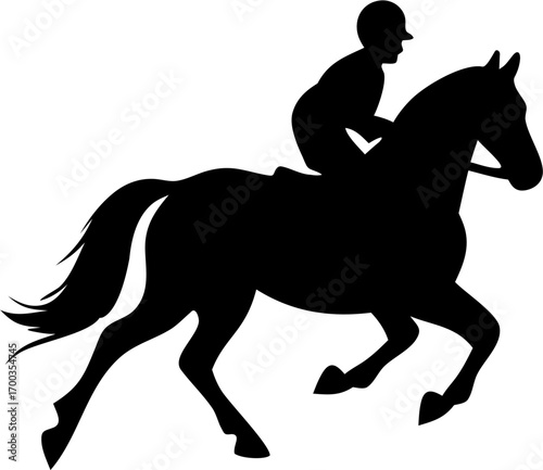 Equestrian Silhouette Vector Illustration Horse Rider Sport