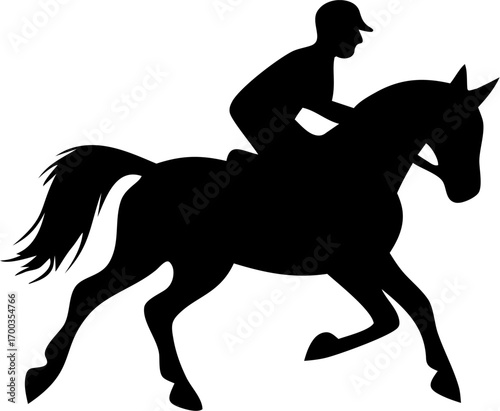 Equestrian Silhouette Vector Illustration Horse Rider Sport