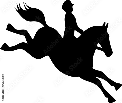 Equestrian Silhouette Vector Illustration Horse Rider Sport
