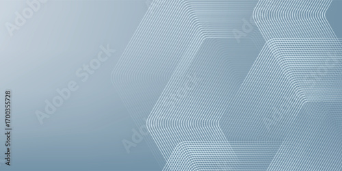 Abstract hexagon lines on gray background. Geometric stripe line art design for poster, brochure, cover, website, banner.
