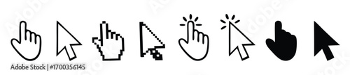 Computer mouse click cursor gray arrow icons set and loading icons. Cursor icon. Mouse click cursor collection. 

