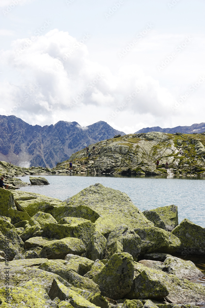 Fototapeta premium The view of Gaislacher lake in Oetztal valley, Soelden, Austria