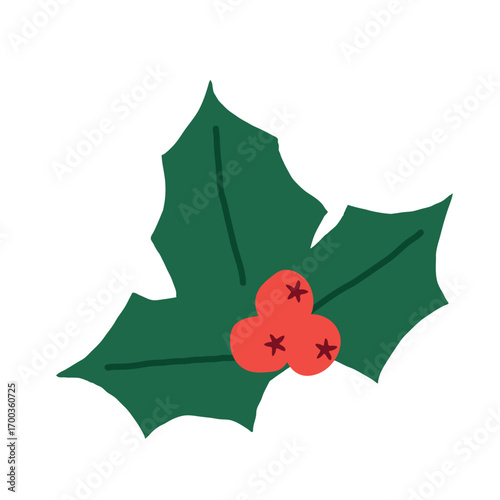 holly berry icon; winter holiday christmas decoration - vector illustration