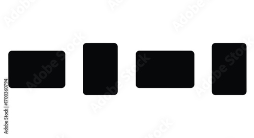 Four black rectangles isolated on demonstrating different aspect ratios and orientations vector