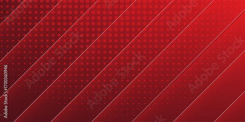 Red diagonal geometric shape with halftone. Modern fiber textured vector