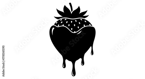 Delicious chocolate-covered strawberry silhouette, a sweet treat perfect for desserts and celebrations
