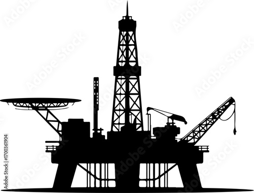 oil drilling platform  silhouette vector illustration
