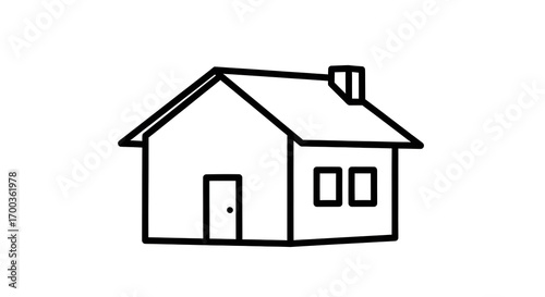 House Simple Line Drawing Graphic Residence Illustration