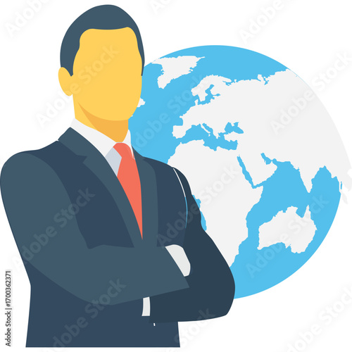 "International Business Leader with World Globe"